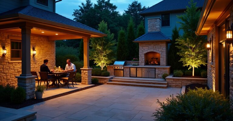 layered outdoor lighting